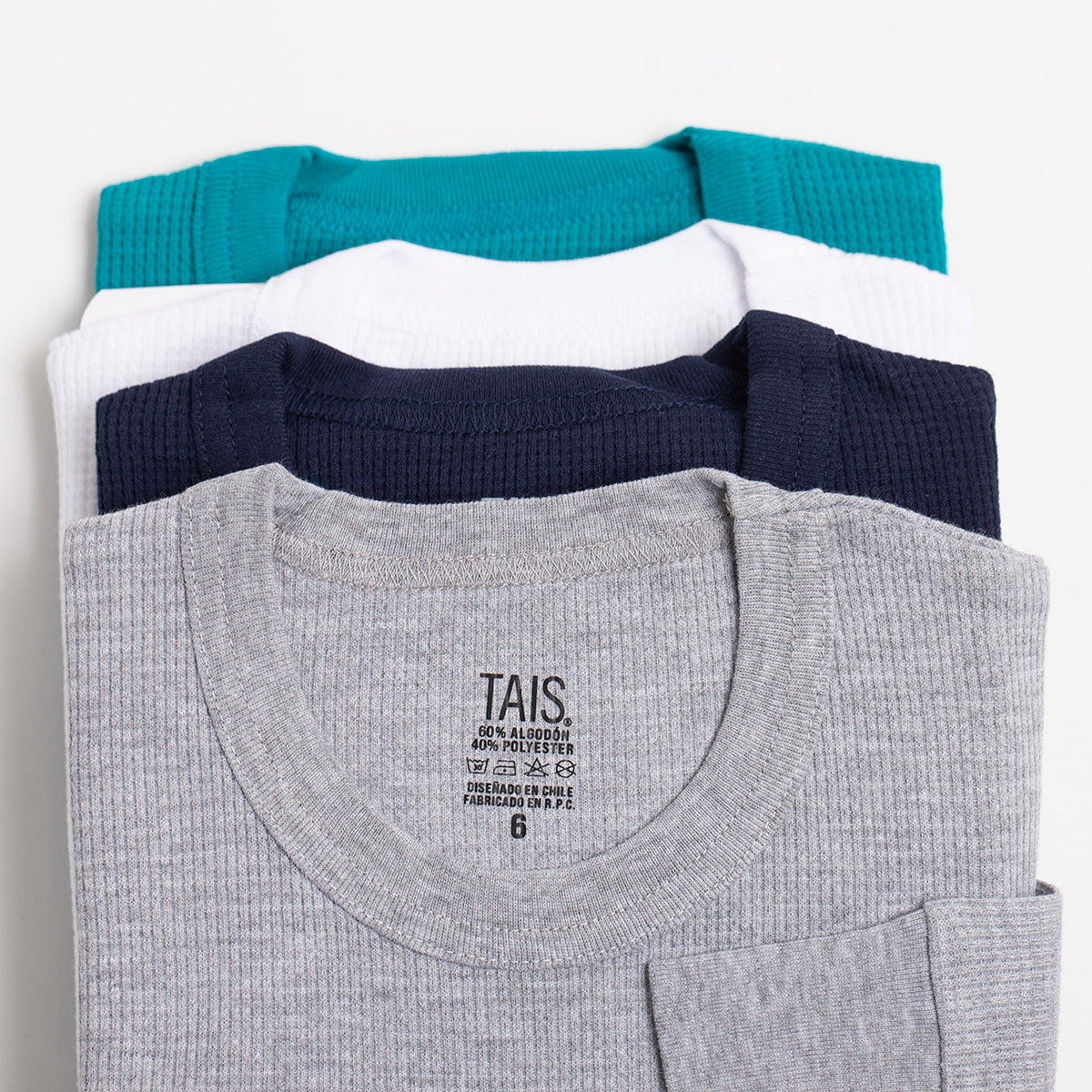 Tais - Camiseta Térmica Manga Larga Cuello Polo Algodón Tejido Panal Infantil