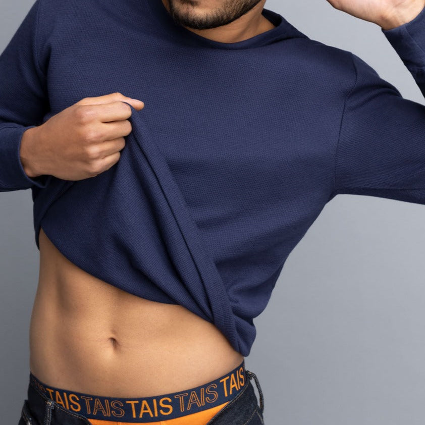 Tais - Camiseta Hombre Cuello Polo Manga Larga Algodón Tejido Panal