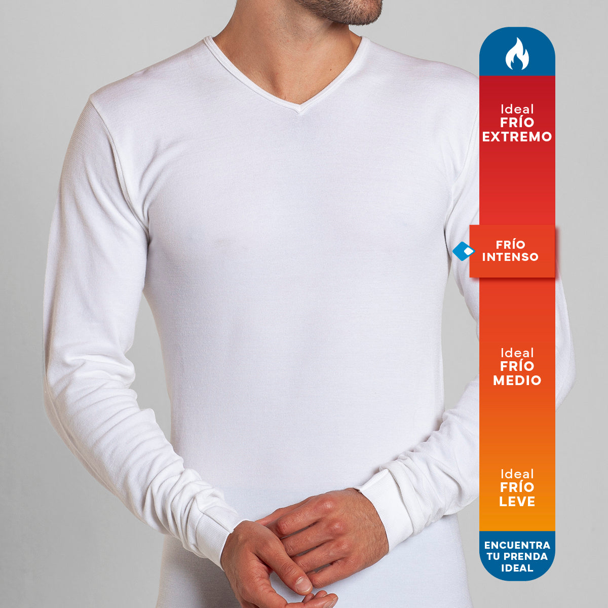 Tais - Camiseta Hombre Primera Capa Cuello V  Lana Merino