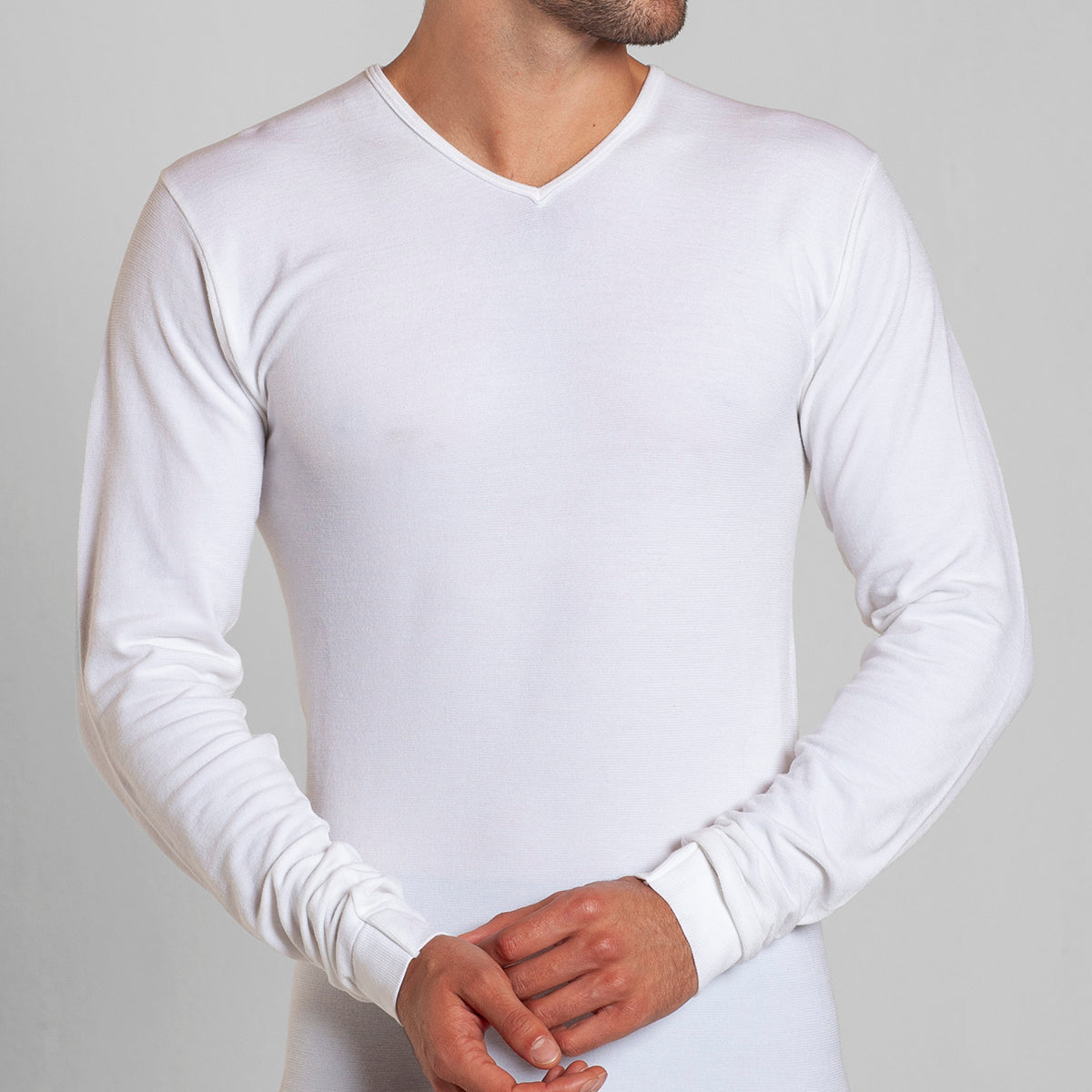 Tais - Camiseta Hombre Primera Capa Cuello V  Lana Merino