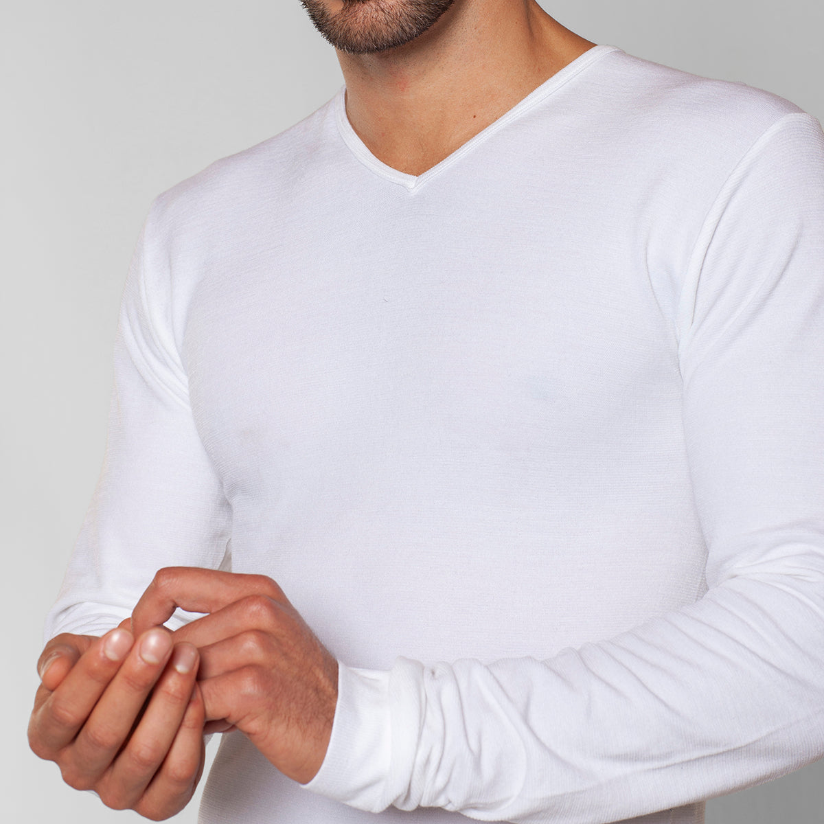 Tais - Camiseta Hombre Primera Capa Cuello V  Lana Merino