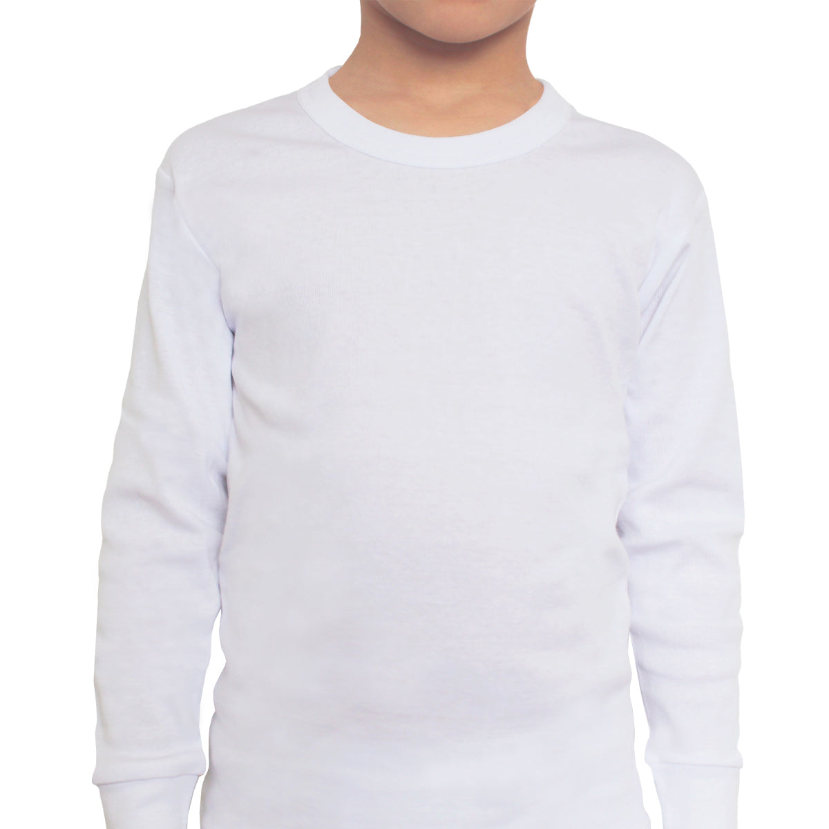 Niño Manga Playera Blanca De Algodon Manga Larga Camisa Blanca