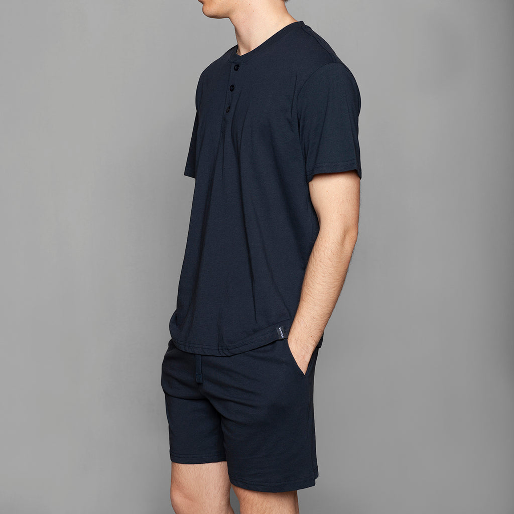Monarch - Pijama Hombre Abotonado Short Azul
