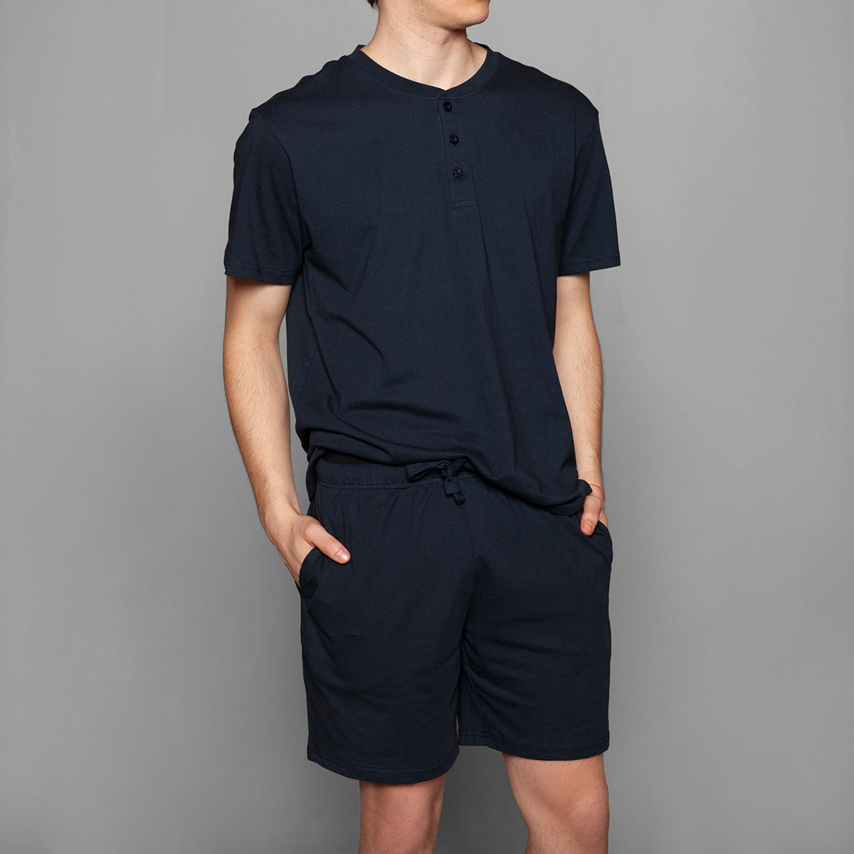 Monarch - Pijama Hombre Abotonado Short Azul