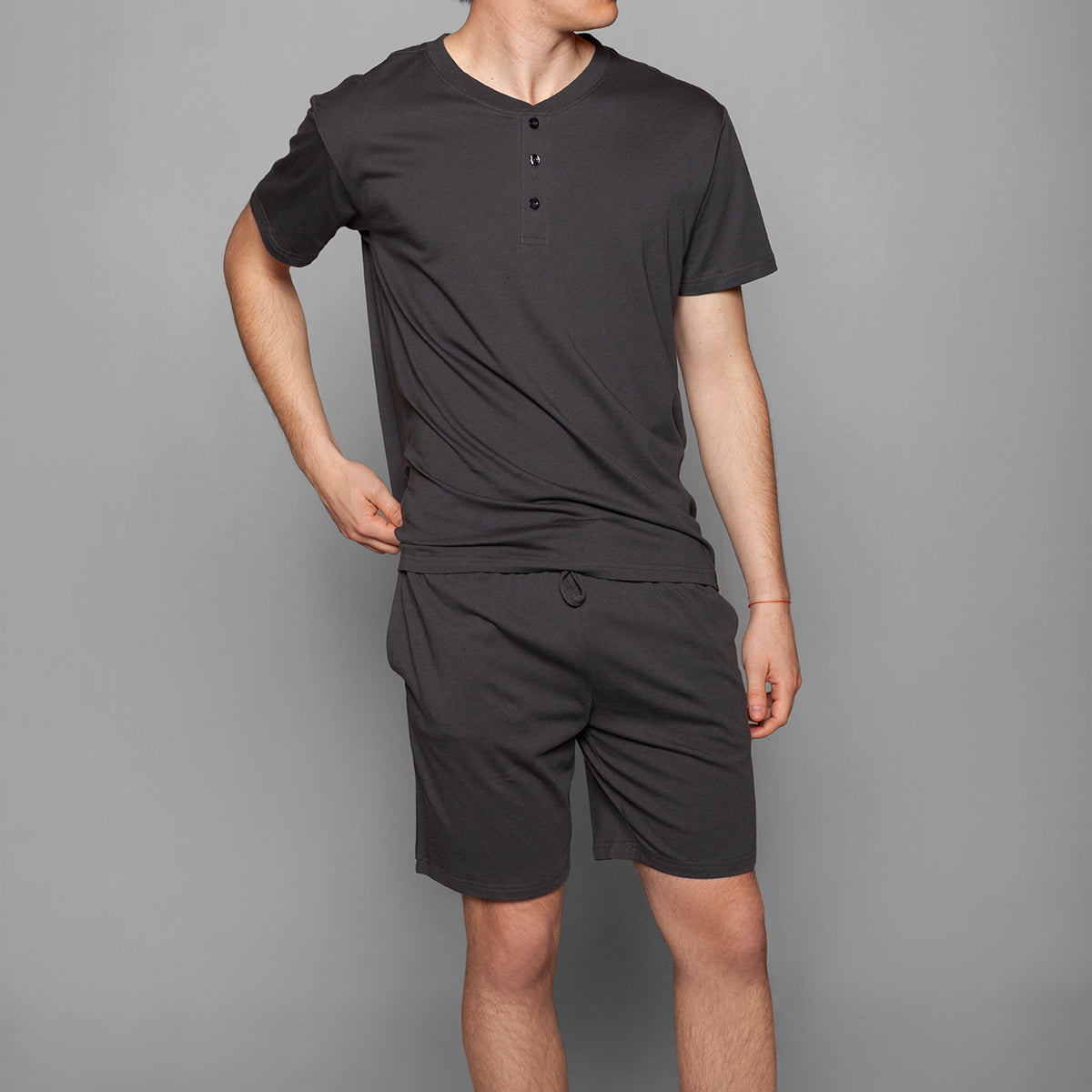 Monarch - Pijama Hombre Abotonado Short Marengo