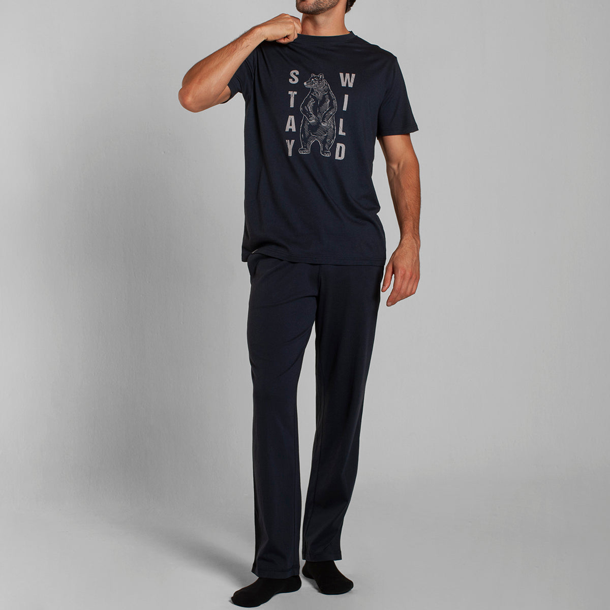 Monarch - Pijama Algodón/Modal Manga Corta Pantalon Lazo