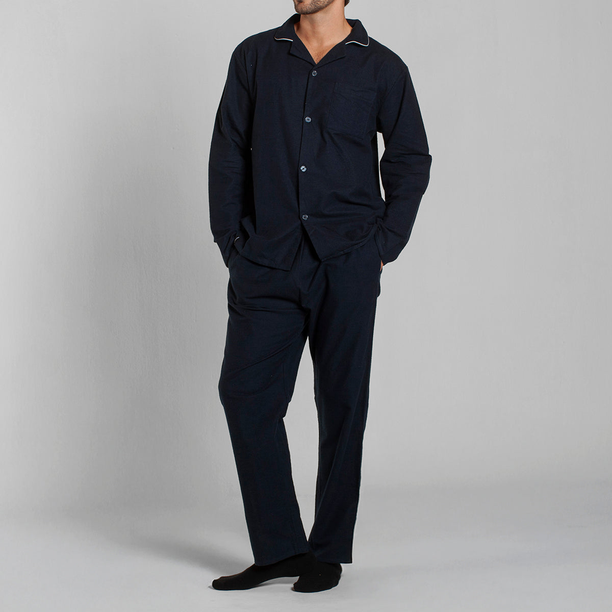 Monarch - Pijama Franela Manga Larga Pantalon Liso