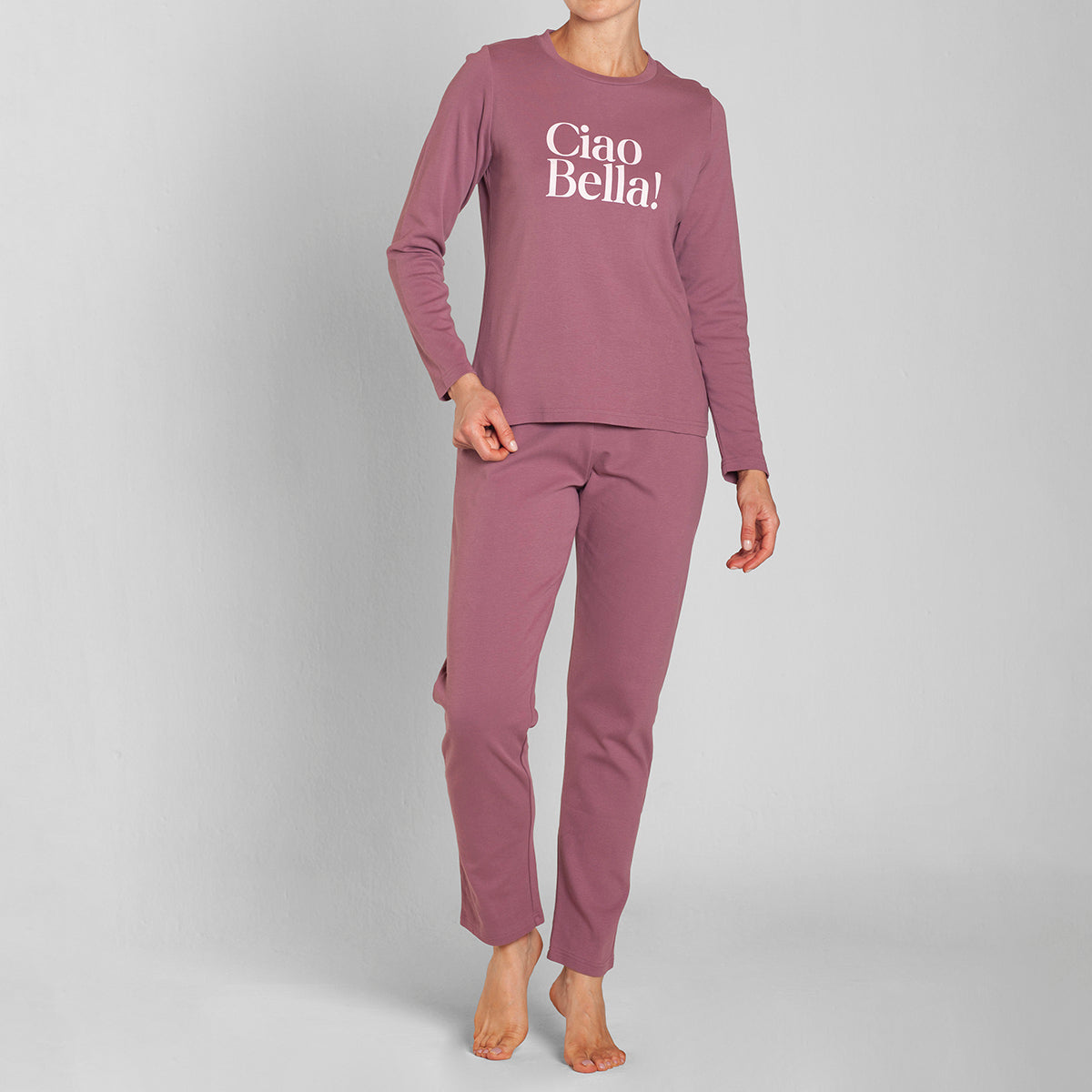 Monarch - Pijama Algodón Estampado Cuello Polo Pantalón Liso Burdeos