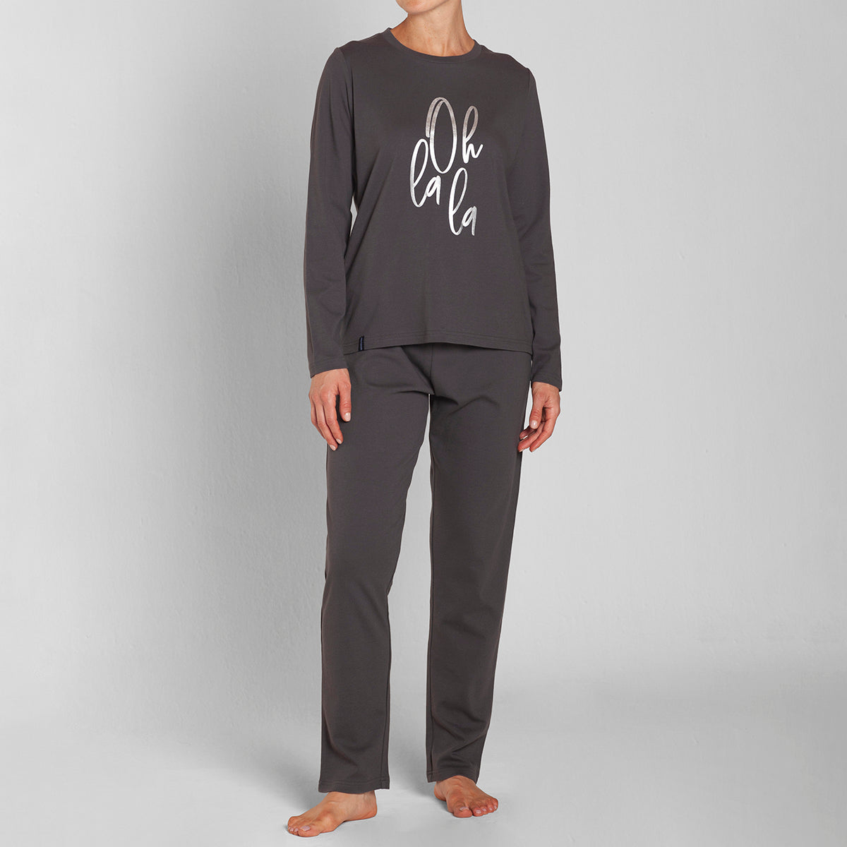 Monarch - Pijama Algodón Estampado Cuello Polo Pantalón Liso Marengo