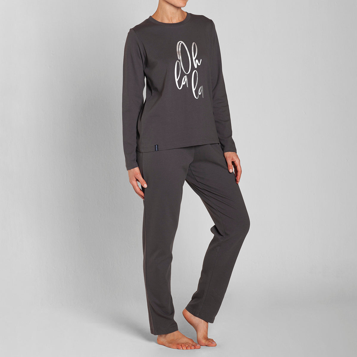 Monarch - Pijama Algodón Estampado Cuello Polo Pantalón Liso Marengo