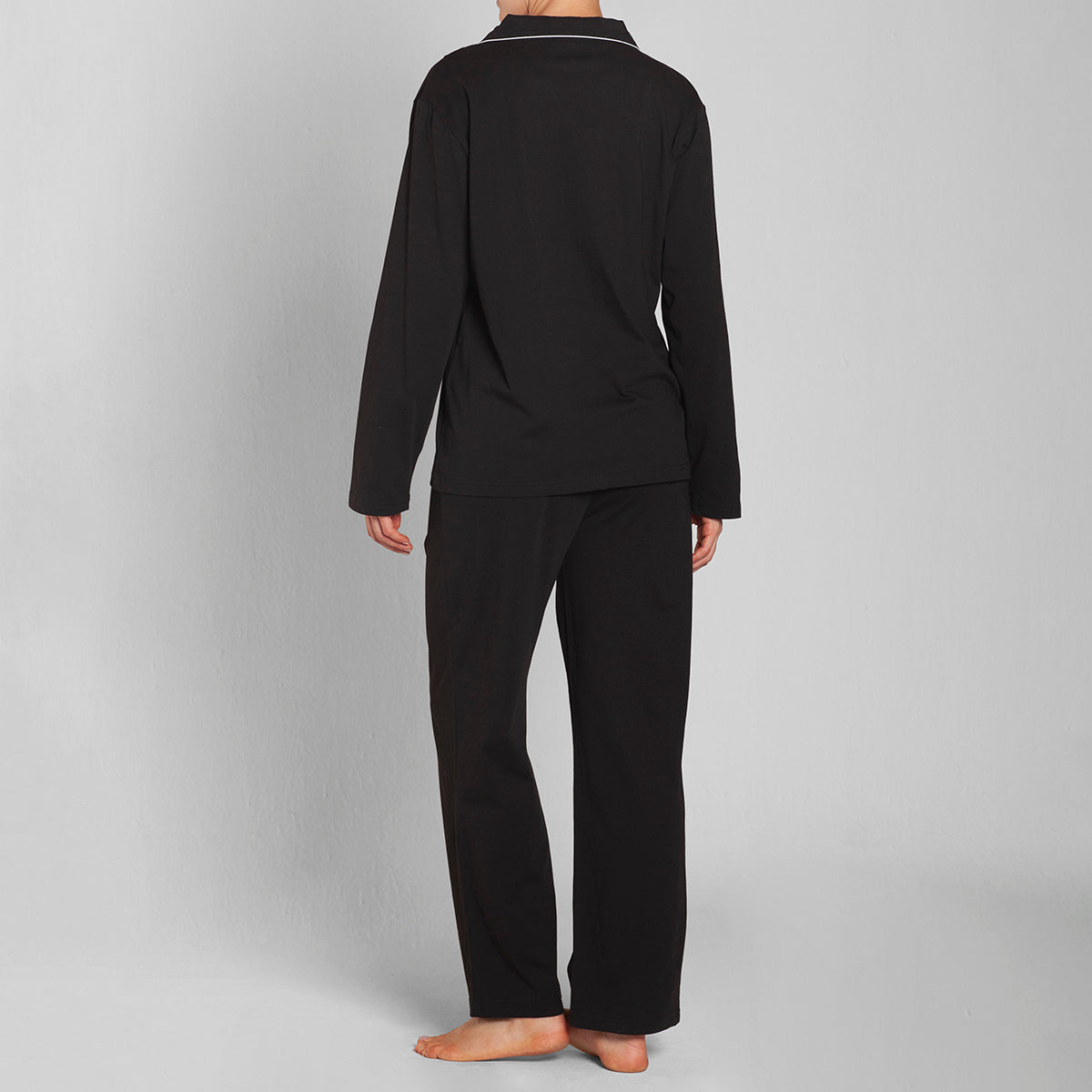 Monarch - Pijama Algodón Abotonado Pantalón Liso Negro