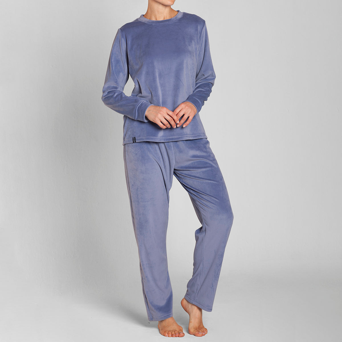 Monarch - Pijama Plush Cuello Polo Pantalon Liso Jeans