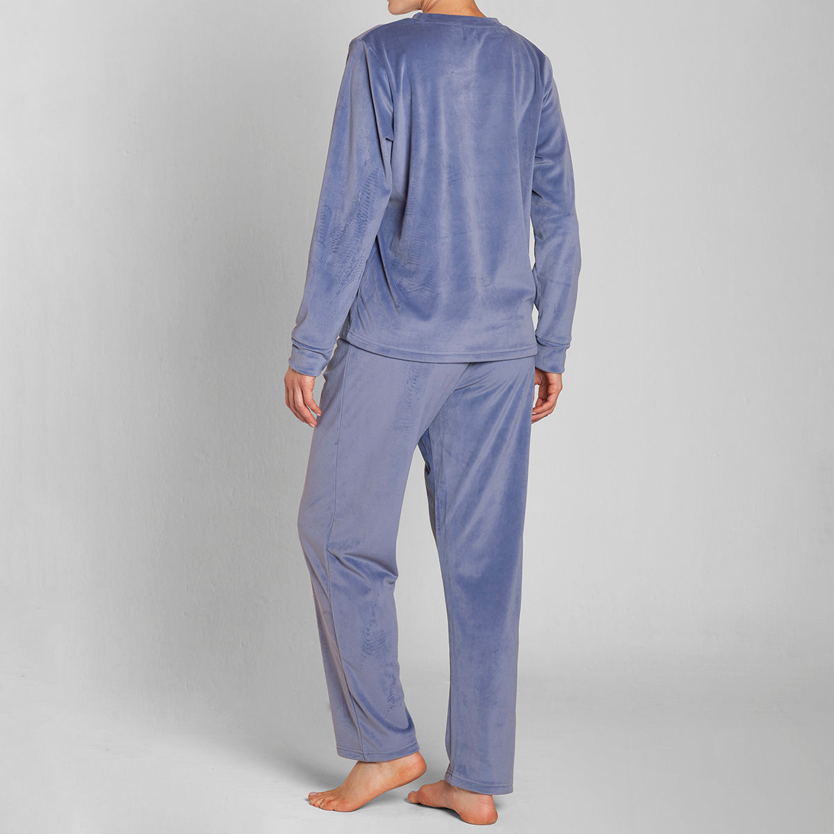 Monarch - Pijama Plush Cuello Polo Pantalon Liso Jeans