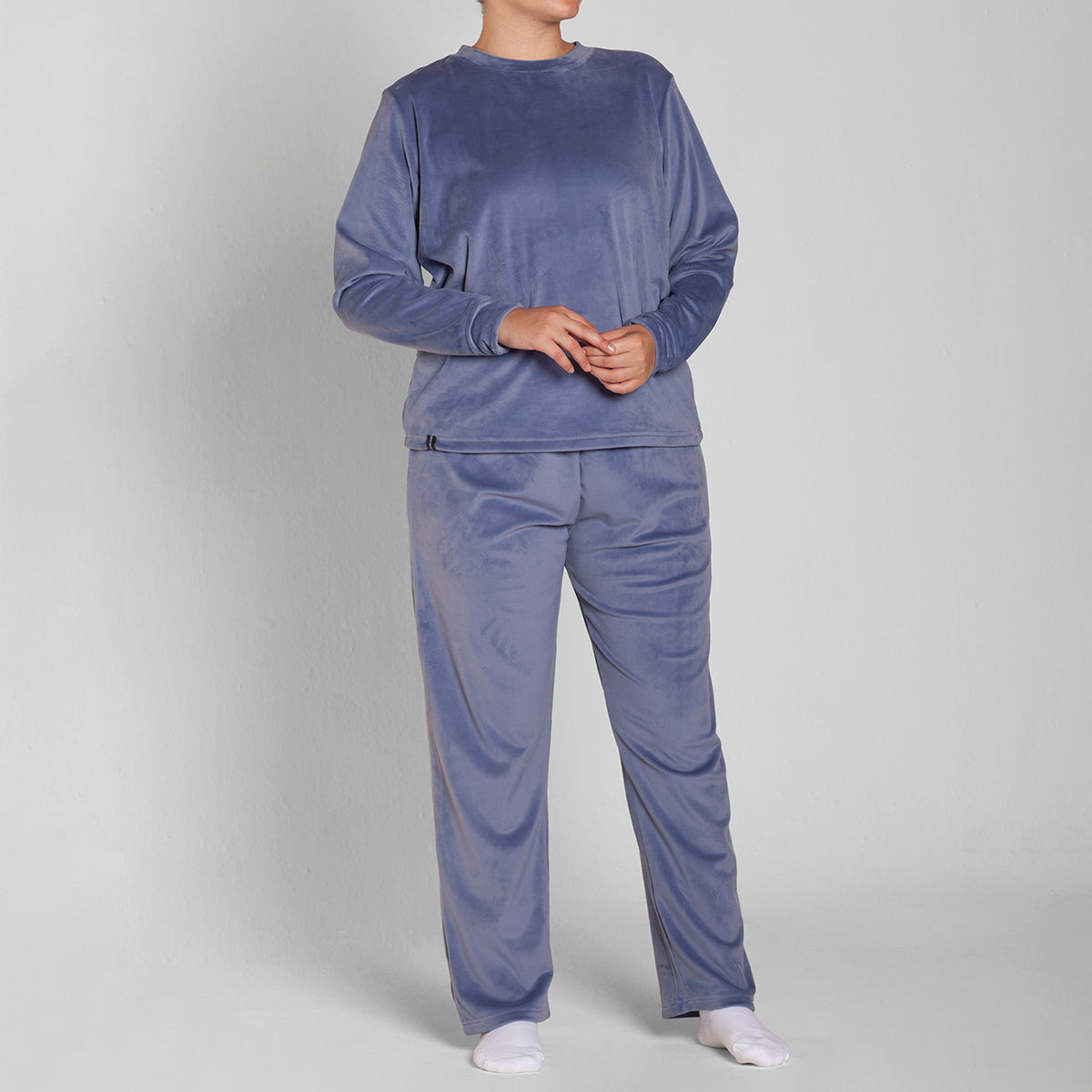 Monarch - Pijama Plush Cuello Polo Pantalon Liso Jeans