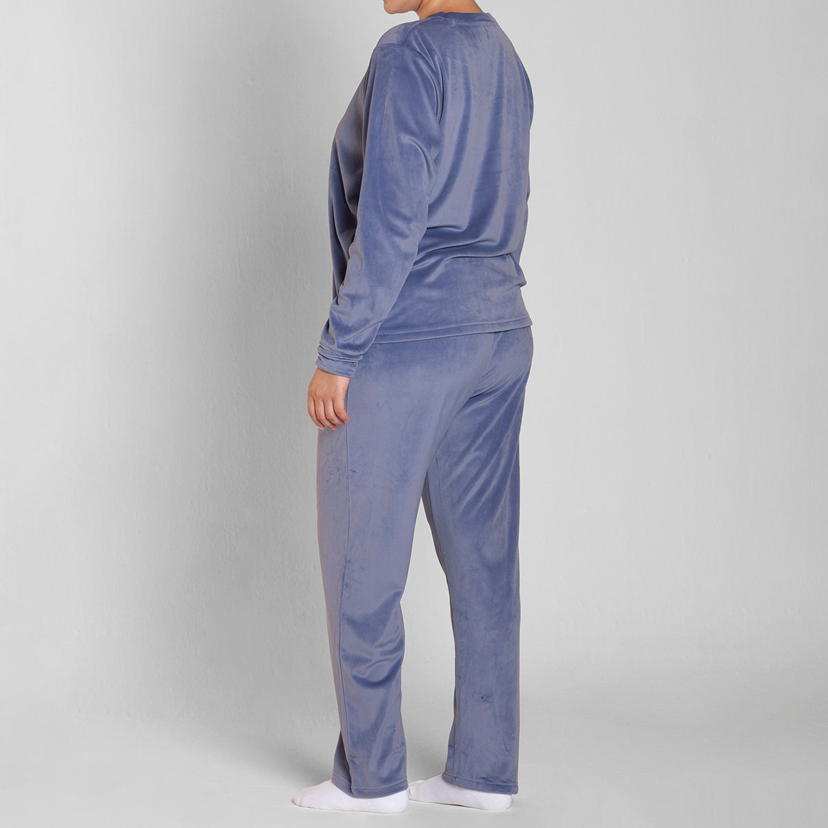 Monarch - Pijama Plush Cuello Polo Pantalon Liso Jeans