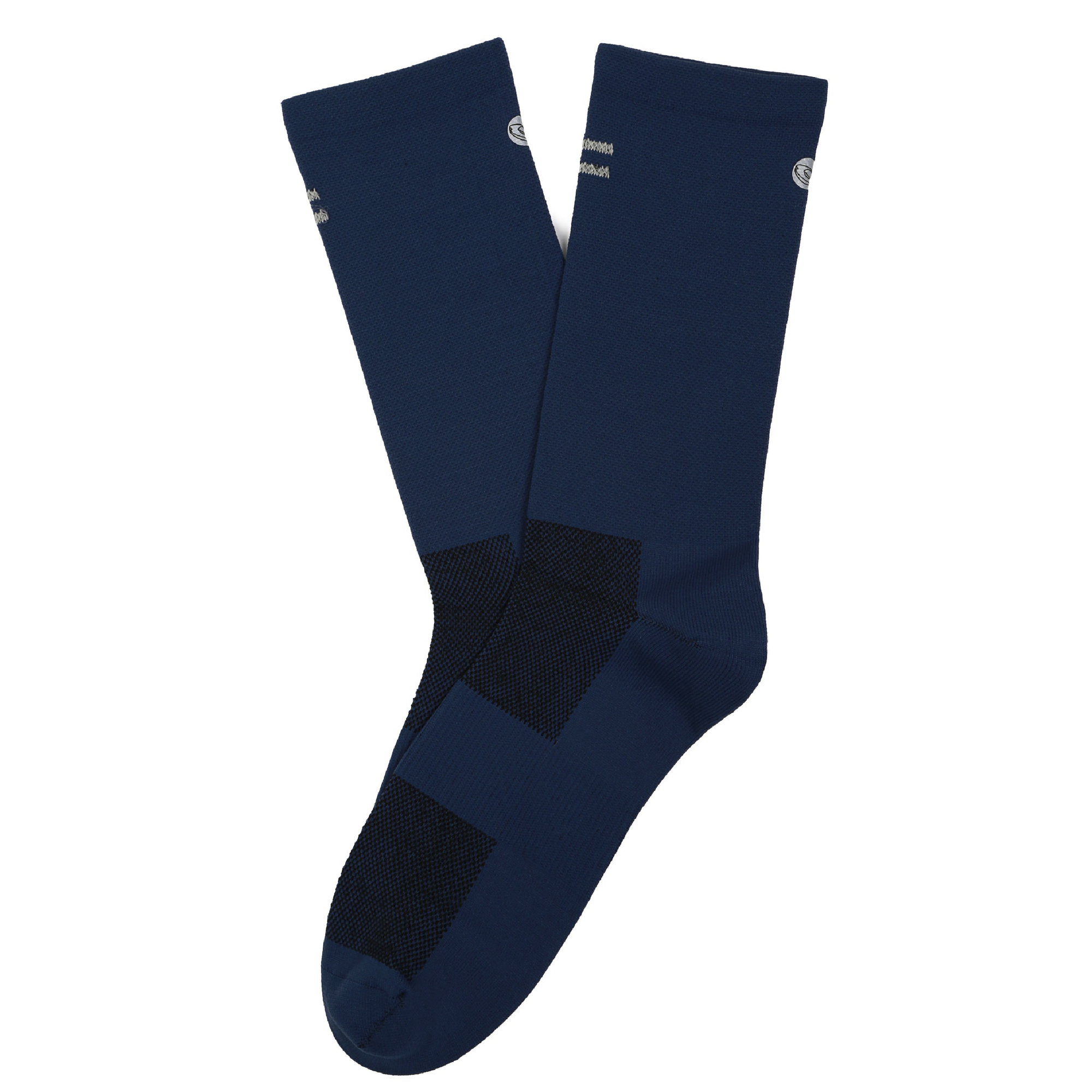 Socks Lab - Calcetín Compresión Performance Crew Blue/Fluor Stripes