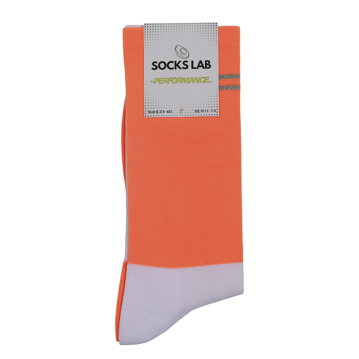 Socks Lab - Calcetín Compresión Performance Crew Orange/White