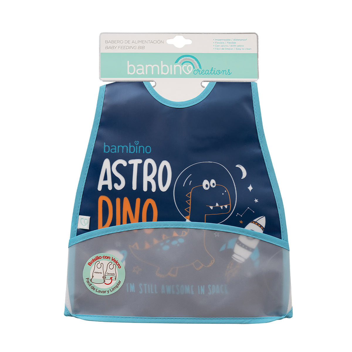 Bambino - Babero de Alimentación Dino Azul