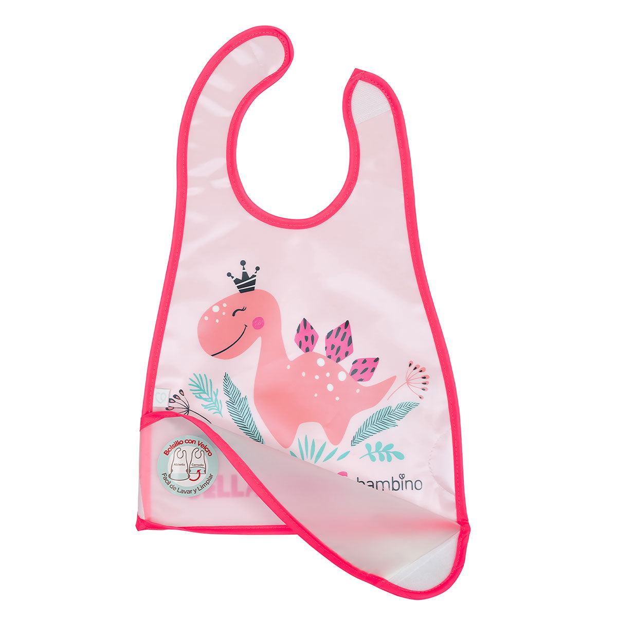 Bambino - Babero de Alimentación Dino Rosado