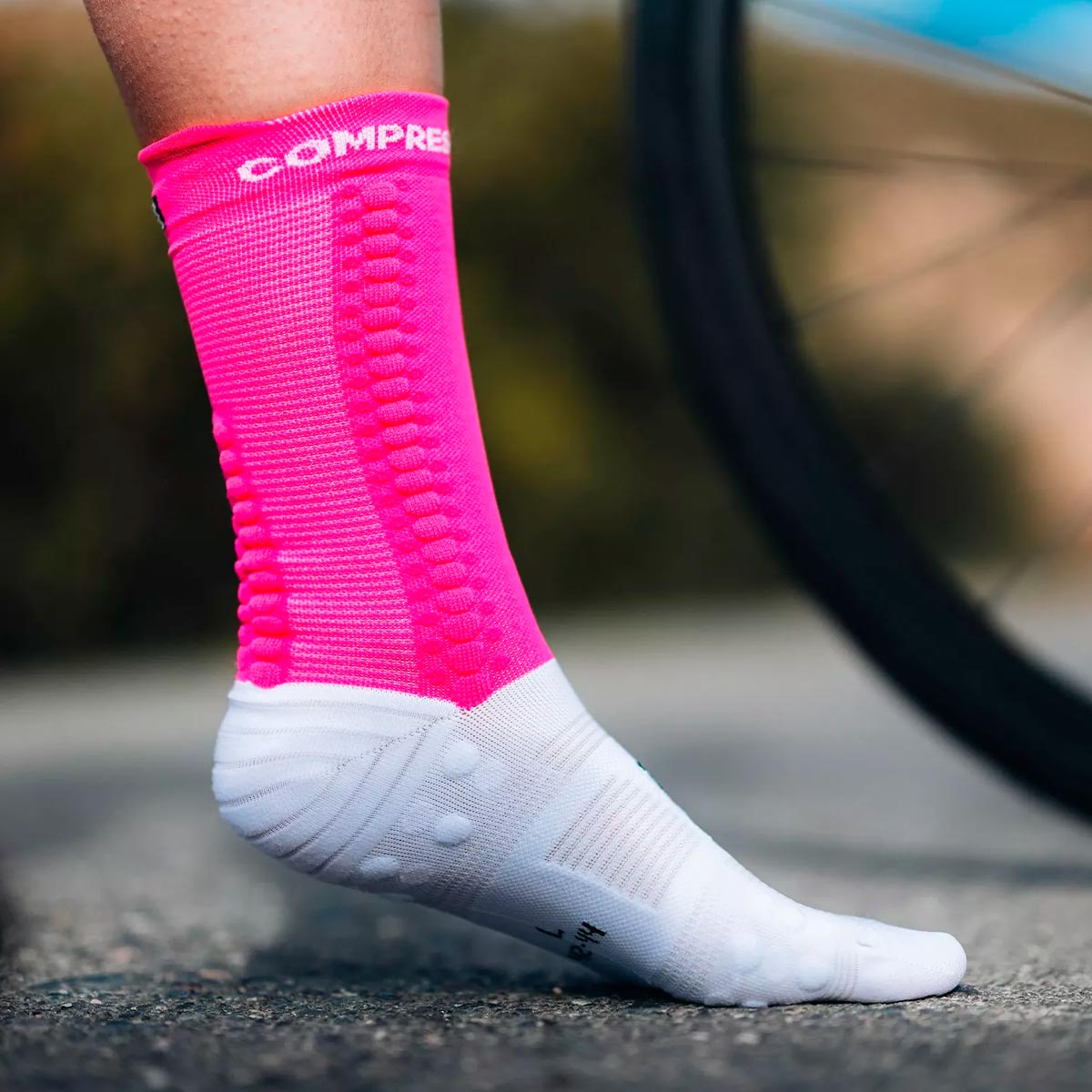 Compressport - Calcetín Pro Racing Socks v4.0 Bike Rosado