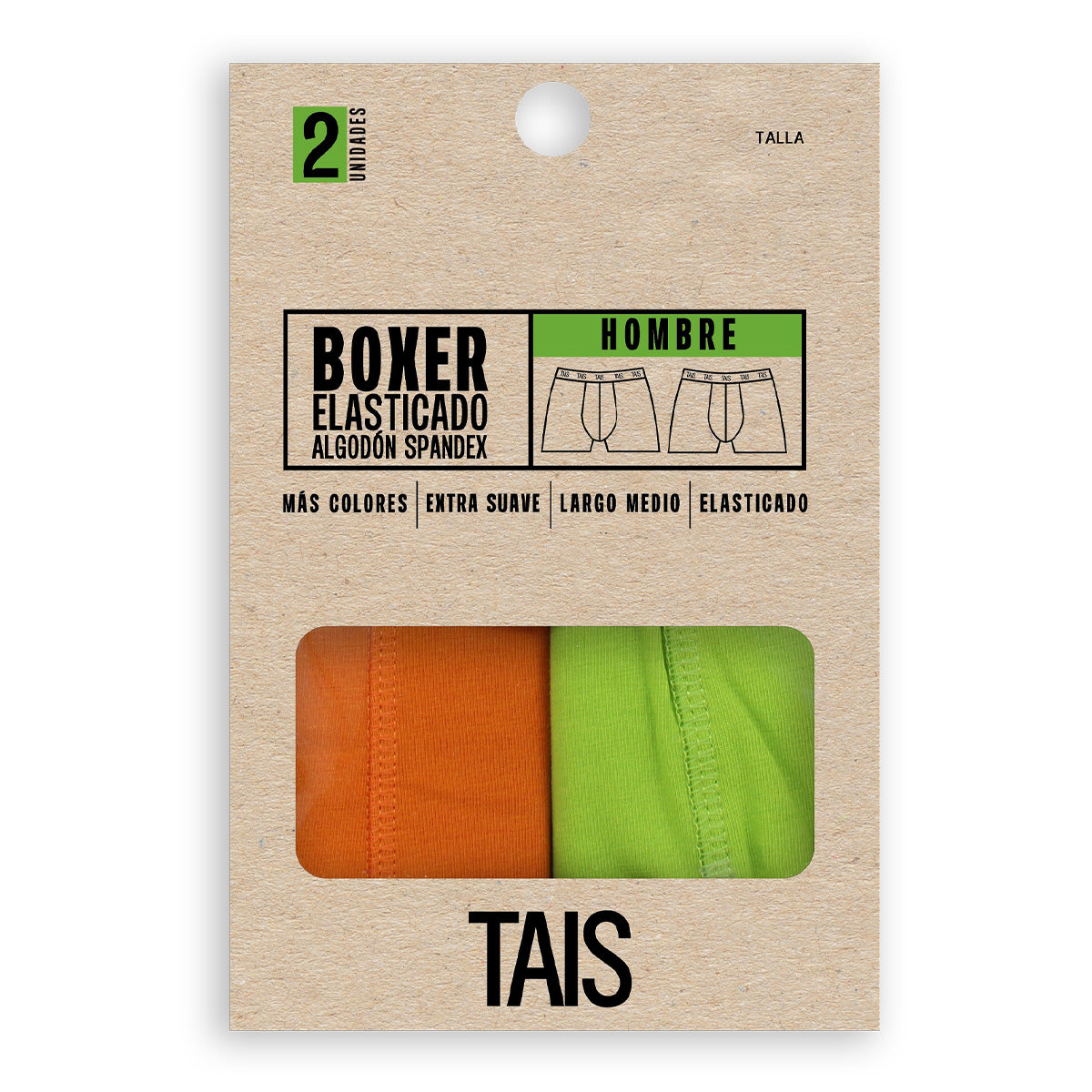 Tais - 2 Unidades Bóxer Algodón Elastico A La Vista