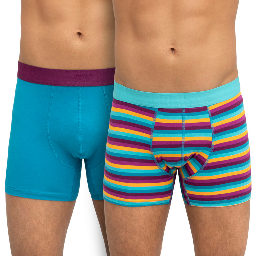 Tais - 2 Unidades Bóxer Algodón Spandex Diseño Turquesa