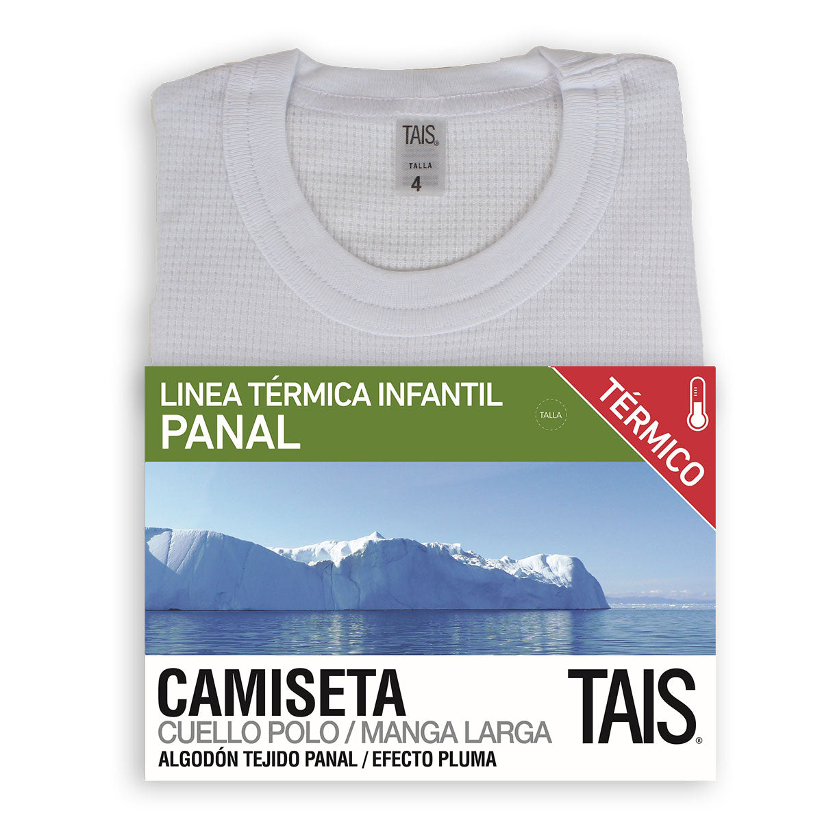 Tais - Camiseta Térmica Manga Larga Cuello Polo Algodon Tejido Panal Infantil
