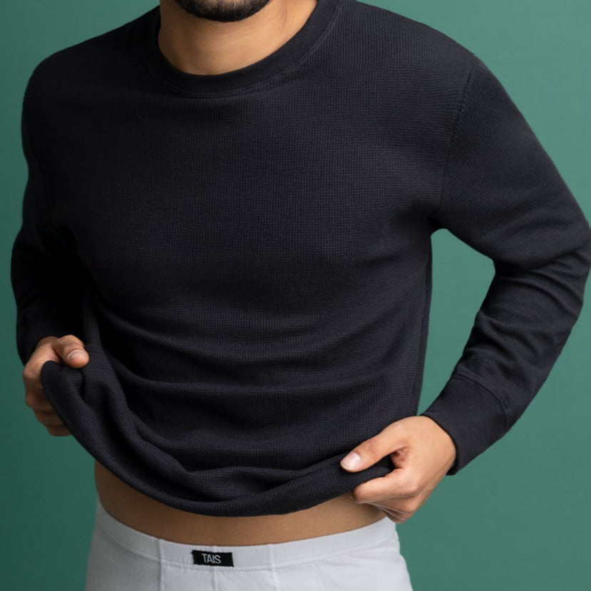 Tais - Camiseta Hombre Cuello Polo Manga Larga Algodón Tejido Panal