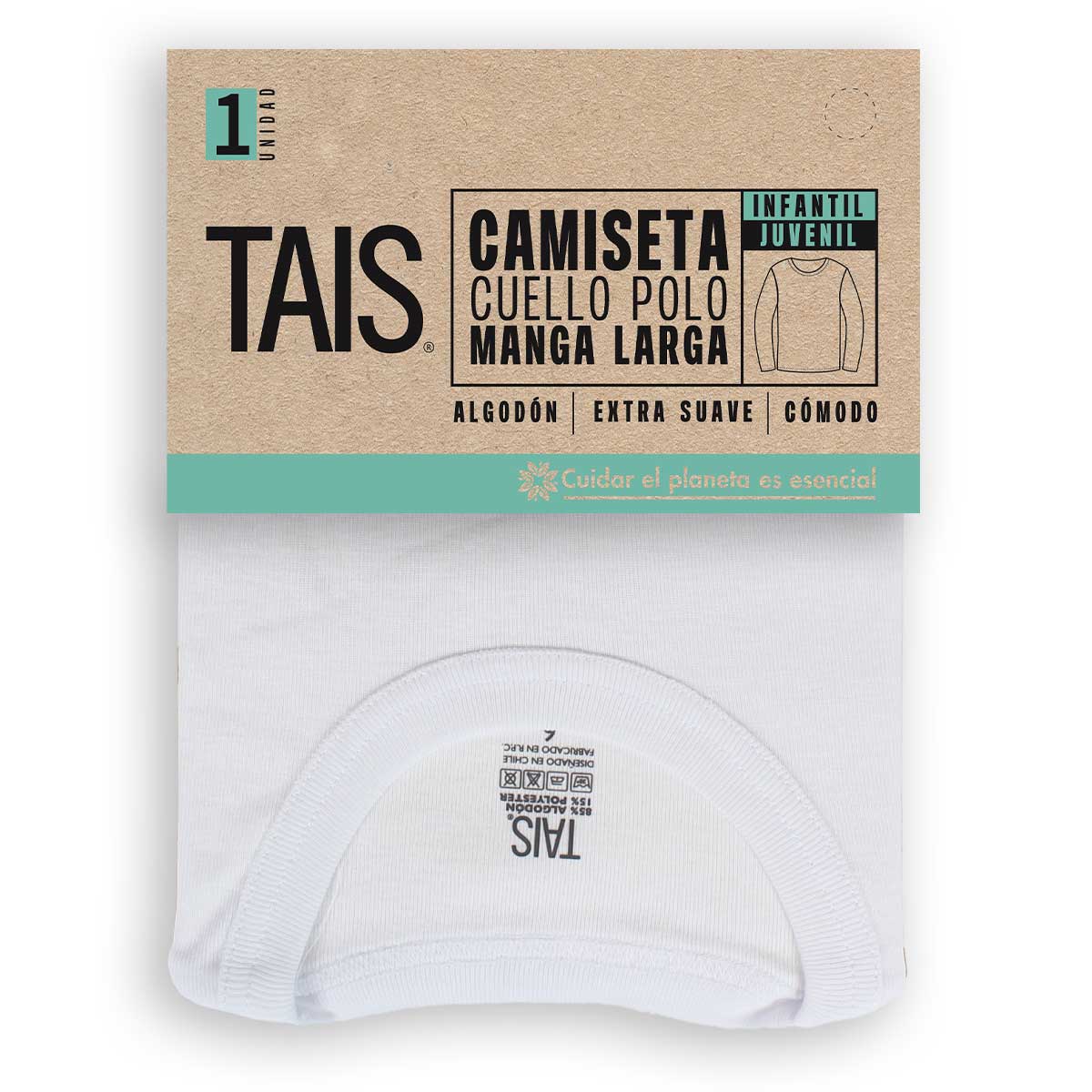 Tais - Camiseta Manga Larga Cuello Polo Juvenil Algodón