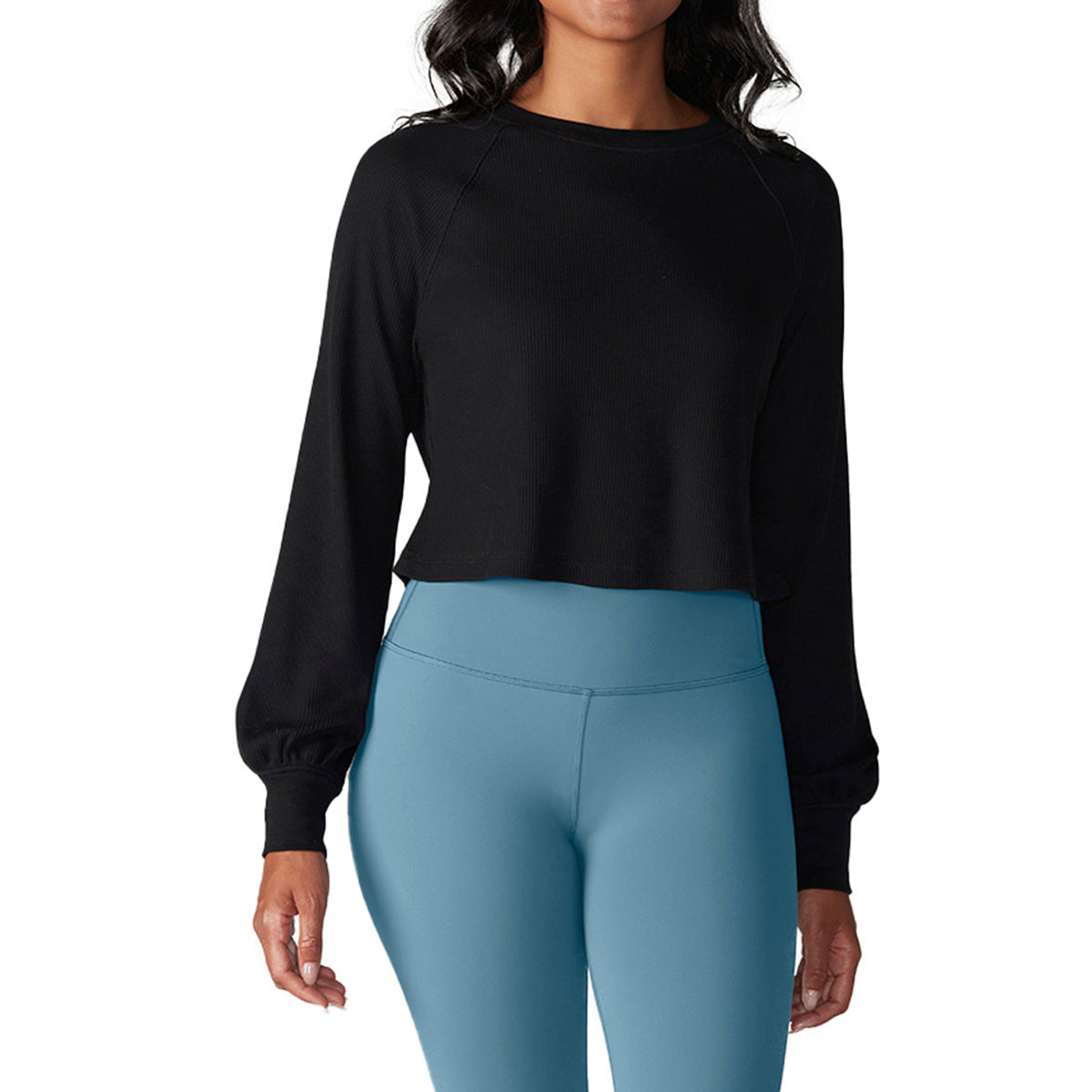 Tavi - Polera Crop Waffle Knit Negro