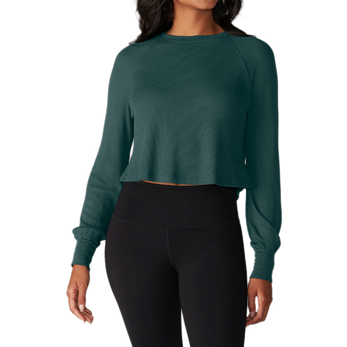 Tavi - Polera Crop Waffle Knit Verde