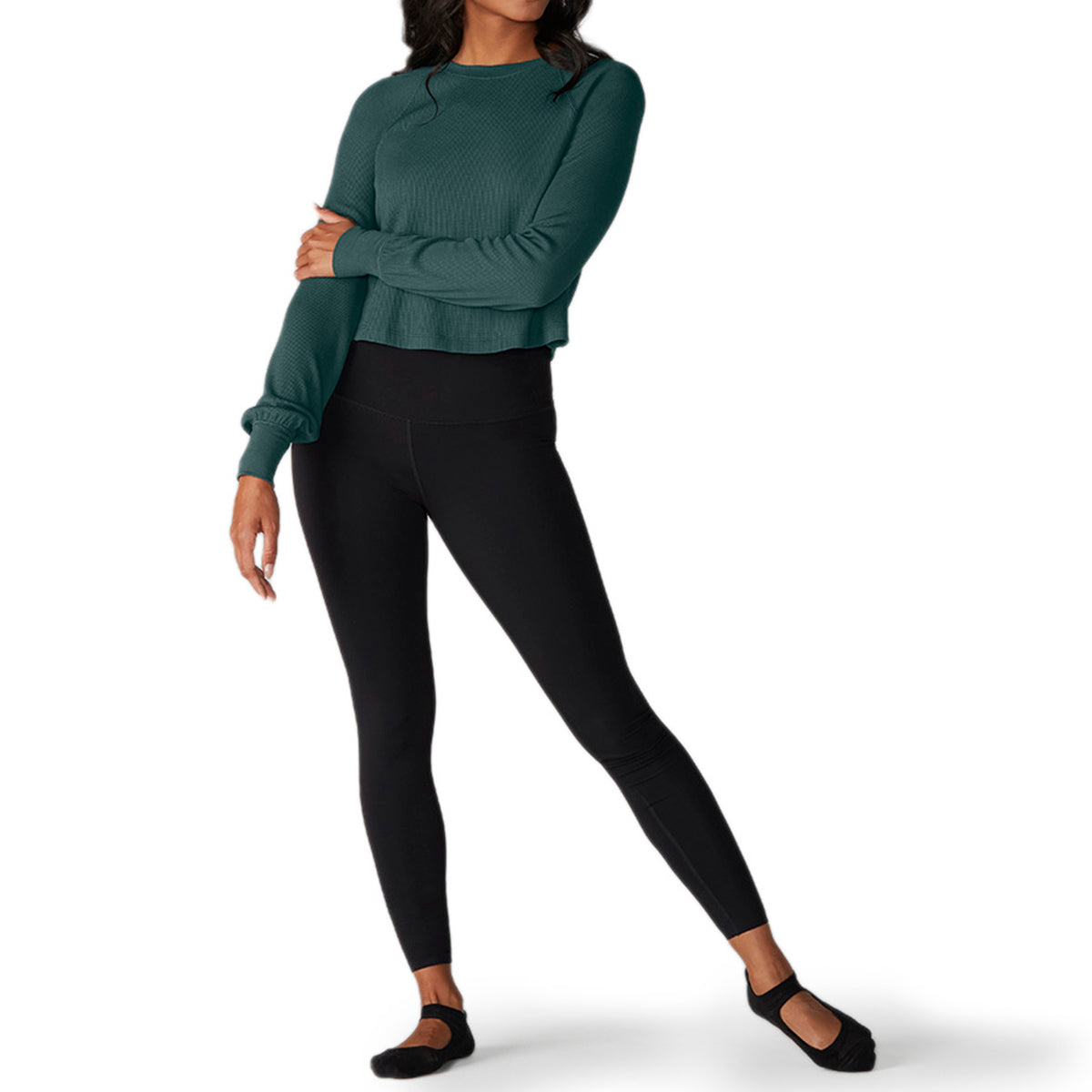 Tavi - Polera Crop Waffle Knit Verde