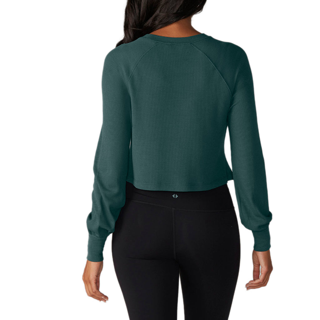 Tavi - Polera Crop Waffle Knit Verde