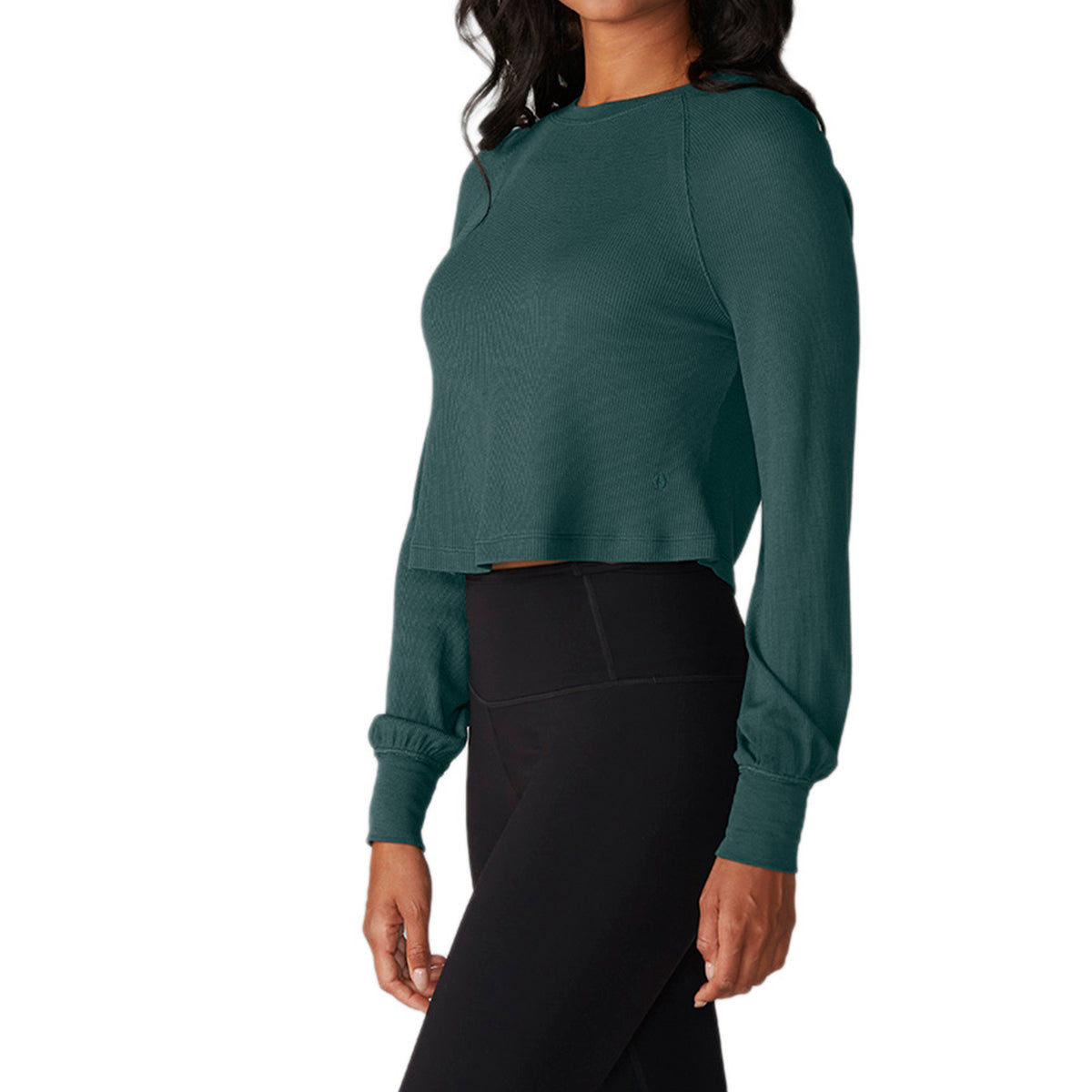 Tavi - Polera Crop Waffle Knit Verde