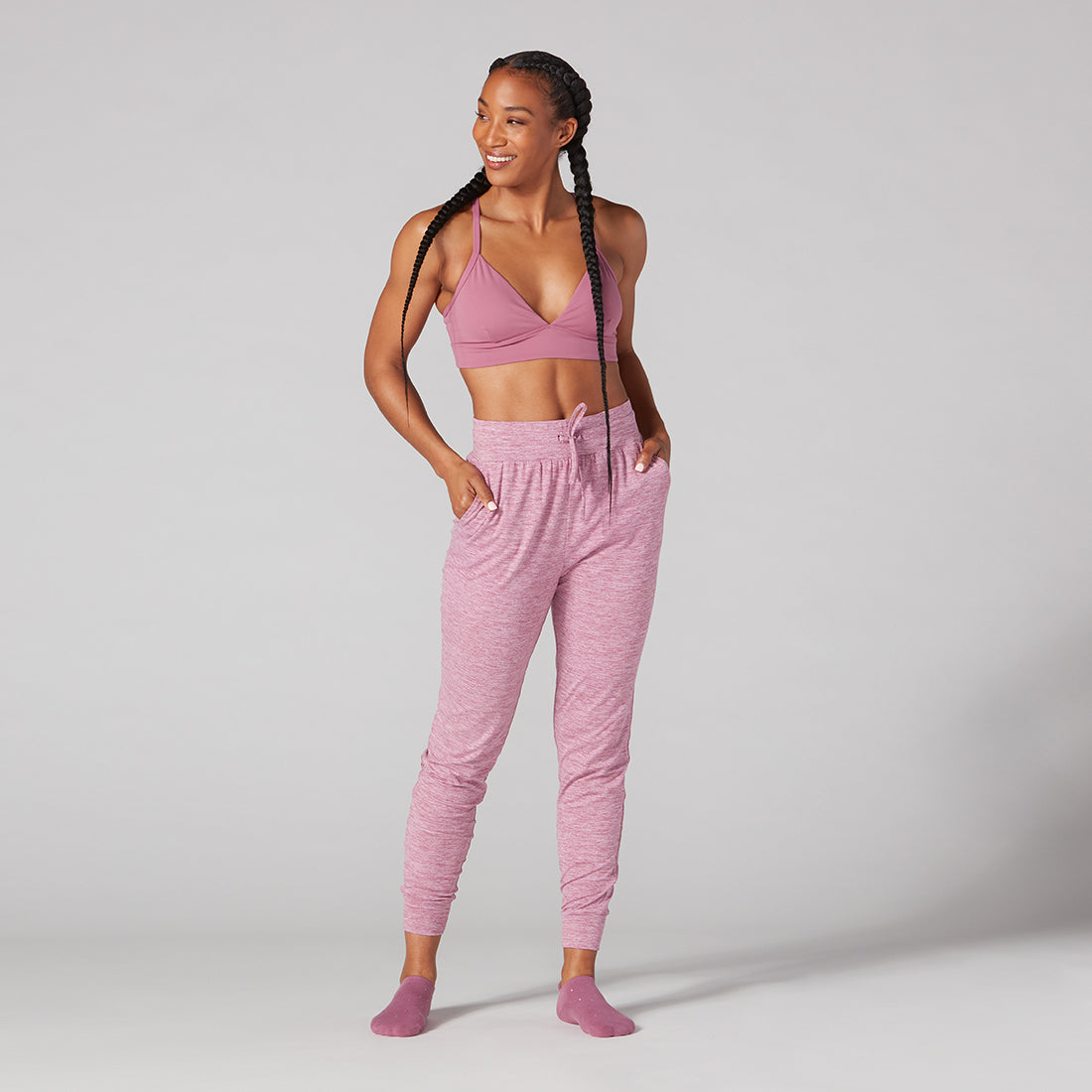 Tavi - Jogger Cozy Tejido High Waisted Berry