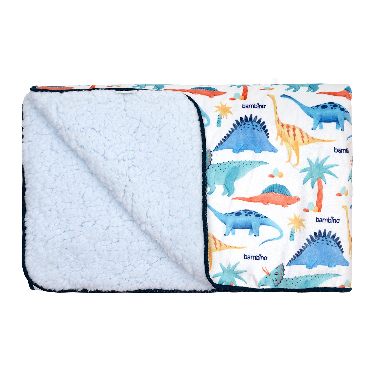 Bambino - Frazada De Sherpa Blanco Dinosaurio