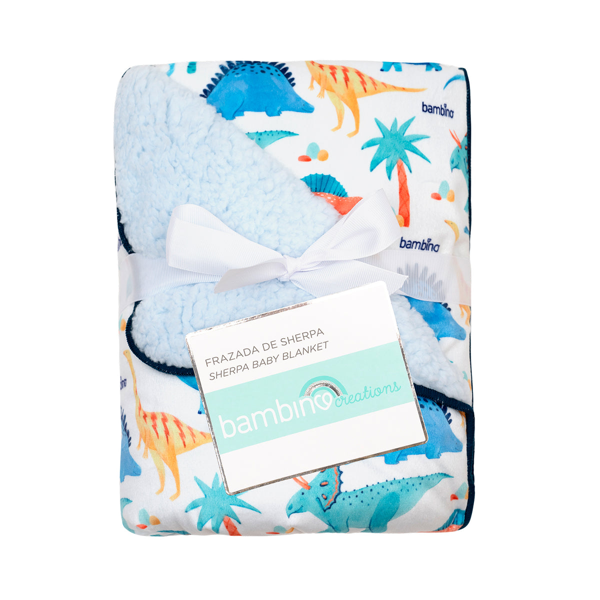 Bambino - Frazada De Sherpa Blanco Dinosaurio