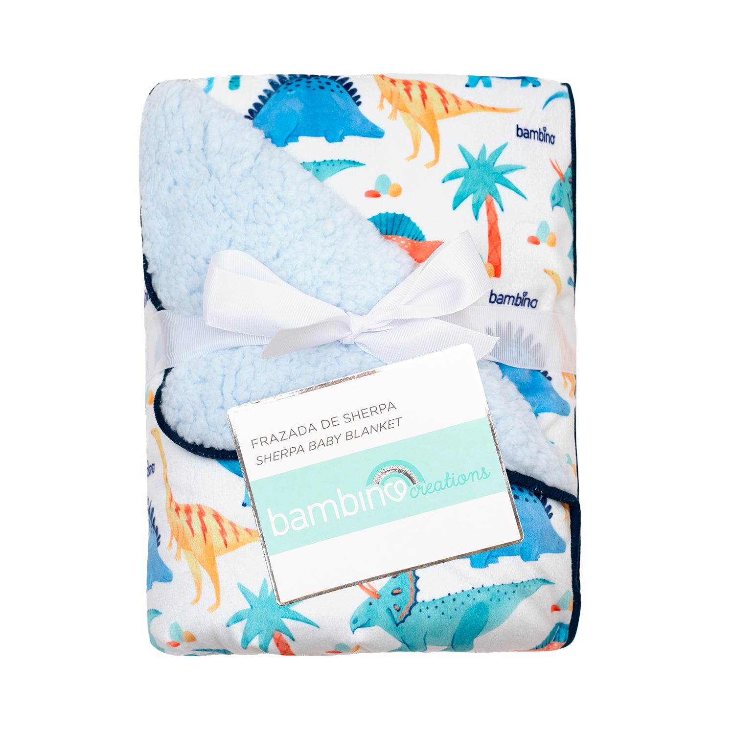 Bambino - Frazada De Sherpa Blanco Dinosaurio