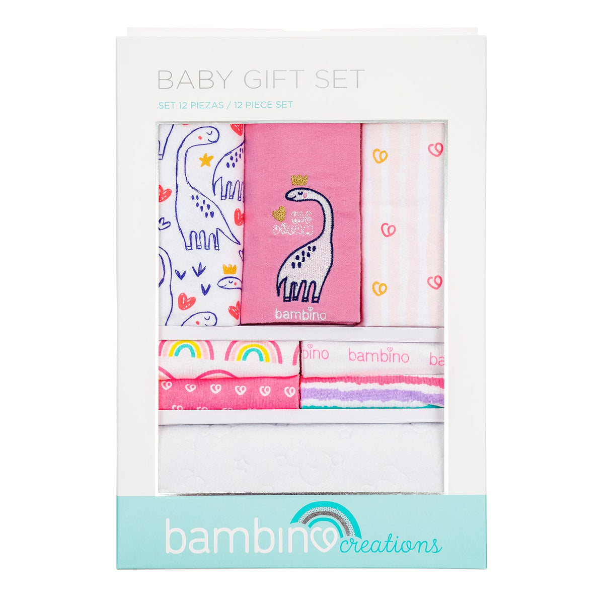 Bambino - Baby Gift 12 Piezas Dinosaurio Fucsia