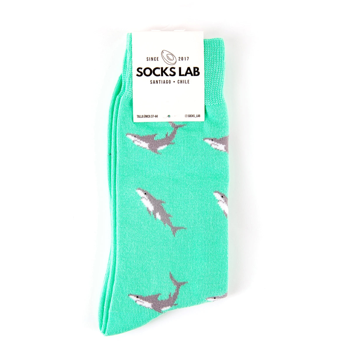 Socks Lab - Calcetín Algodón Peinado Tiburón Verde